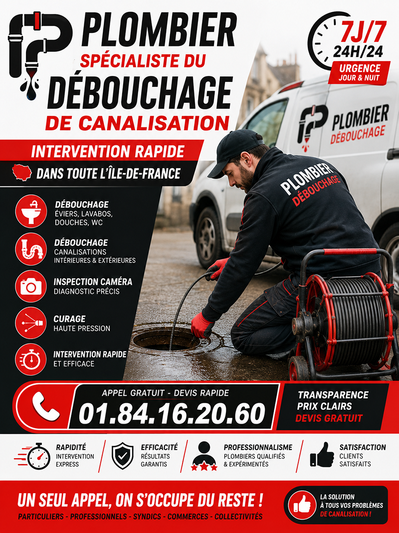 Débouchage canalisation 92 - Dépannage volet roulant Cergy - Intervention urgente Hauts-de-Seine